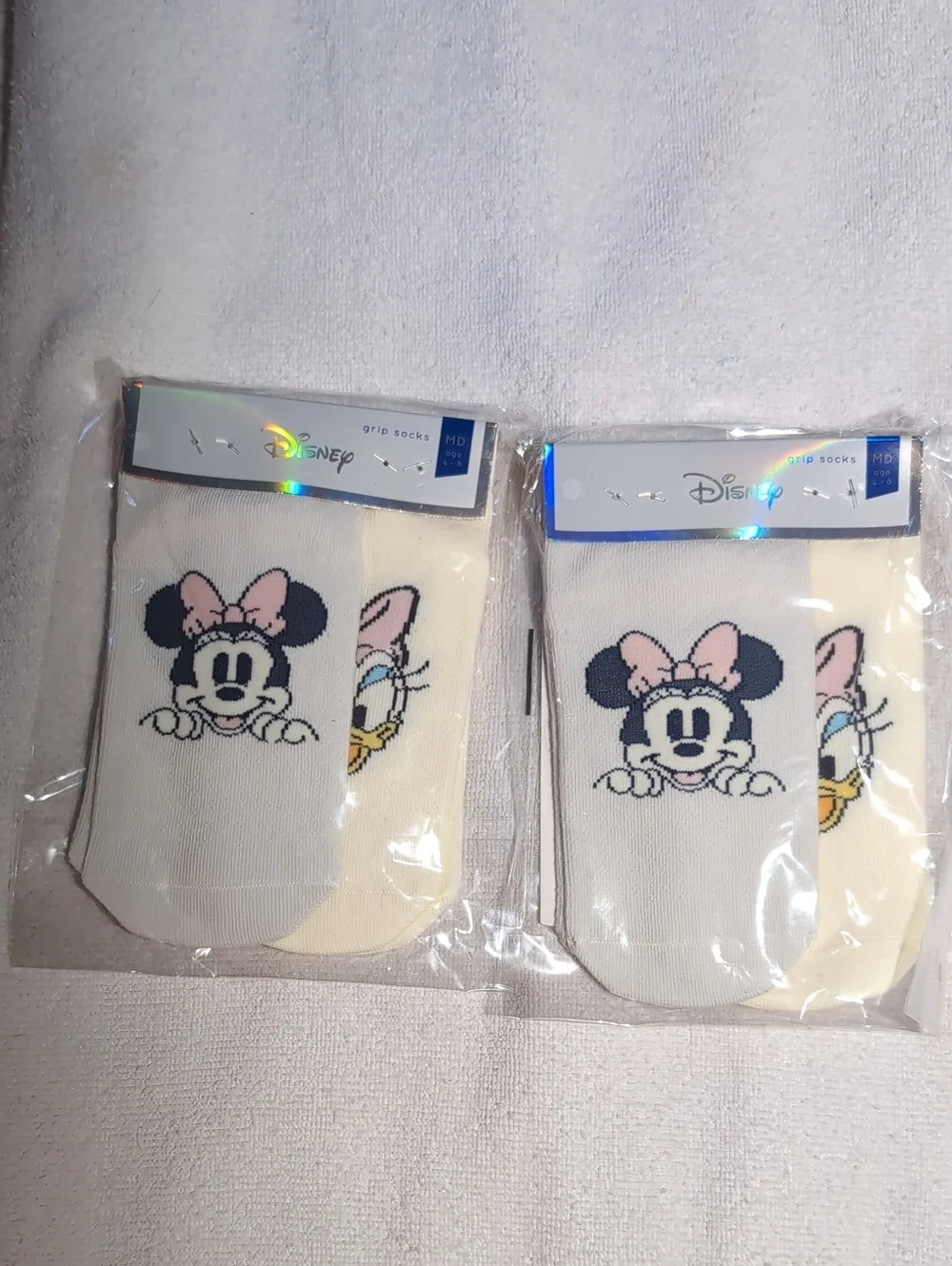 DISNEY Girl's Grip Socks - Minnie Mouse & Daisy Duck - Age 4-6 - 2 Sets